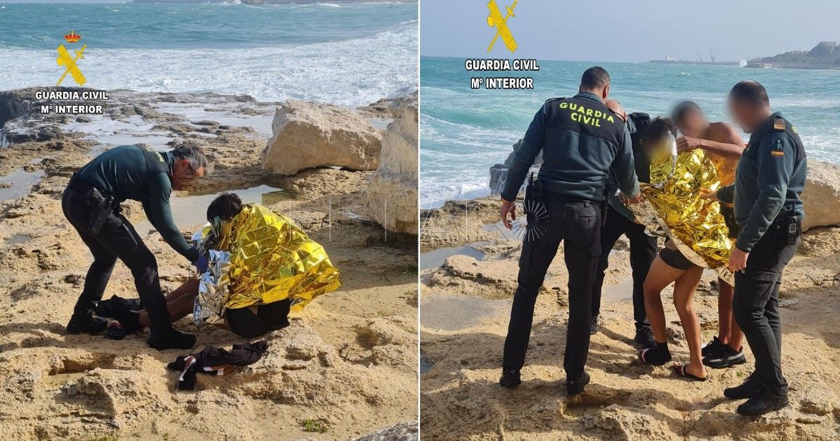 La Guardia Civil rescata a dos menores de La Purísima que nadaban cerca de Aguadú en medio del temporal