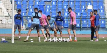 Los jugadores azulinos realizaron el entrenamiento en el Álvarez Claro, llevando a cabo primero un trabajo más físico para, a continuación, centrarse en los aspectos tácticos.