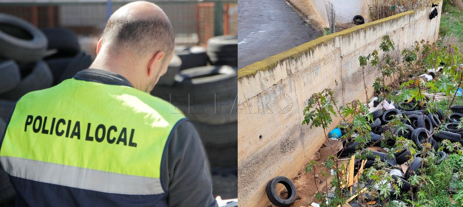 Diez denuncias en casi un mes por tirar neumáticos usados en las afueras de Melilla