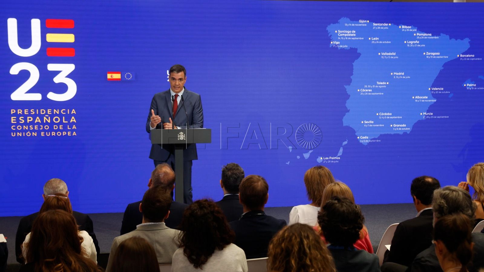 Melilla y Ceuta casi ni se ven en el mapa de la presentación de la Presidencia española de la UE