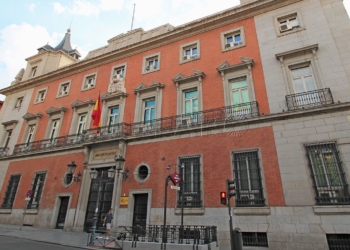 Spanish Ministry of Justice in Centro District in Madrid. Building is a former mansion house from 1828.