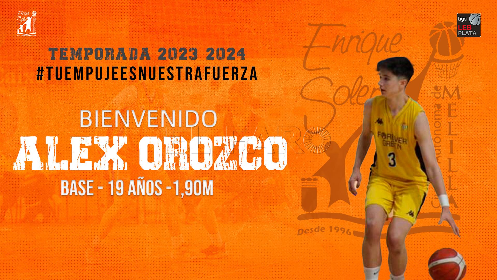 Álex Orozco, talento y juventud para el Enrique Soler de la Liga LEB Plata