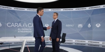 Pedro Sánchez y Alberto Núñez Feijóo protagonizaron anoche el único debate electoral | Agencias