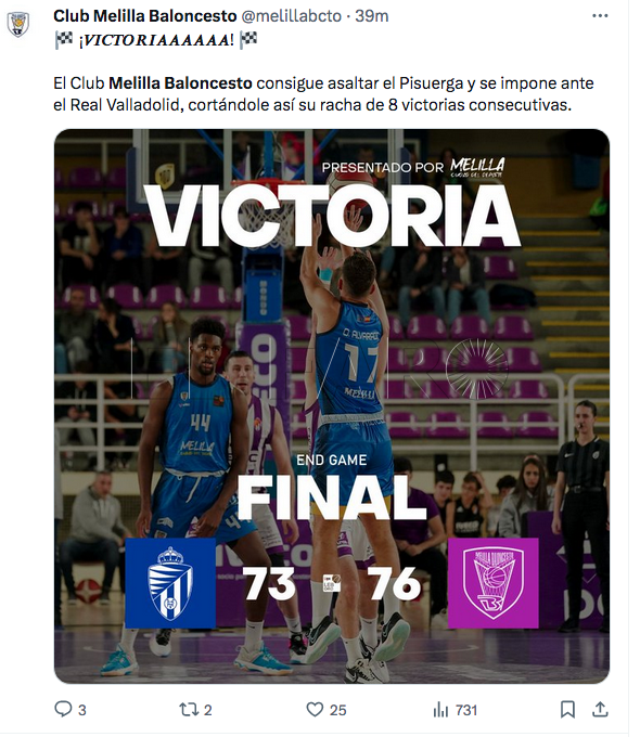 Melilla demuestra su progresión con un gran triunfo en Pucela