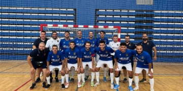 Imagen de los convocados por Miguel Centeno para el primer partido de liga y que vencieron 4-3 a la UD Coineña.