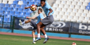 Los jugadores de la escuadra unionista, que entrena Juan Sabas, realizaron en la matinal de ayer sábado el último entrenamiento antes de medirse hoy al Málaga CF.
