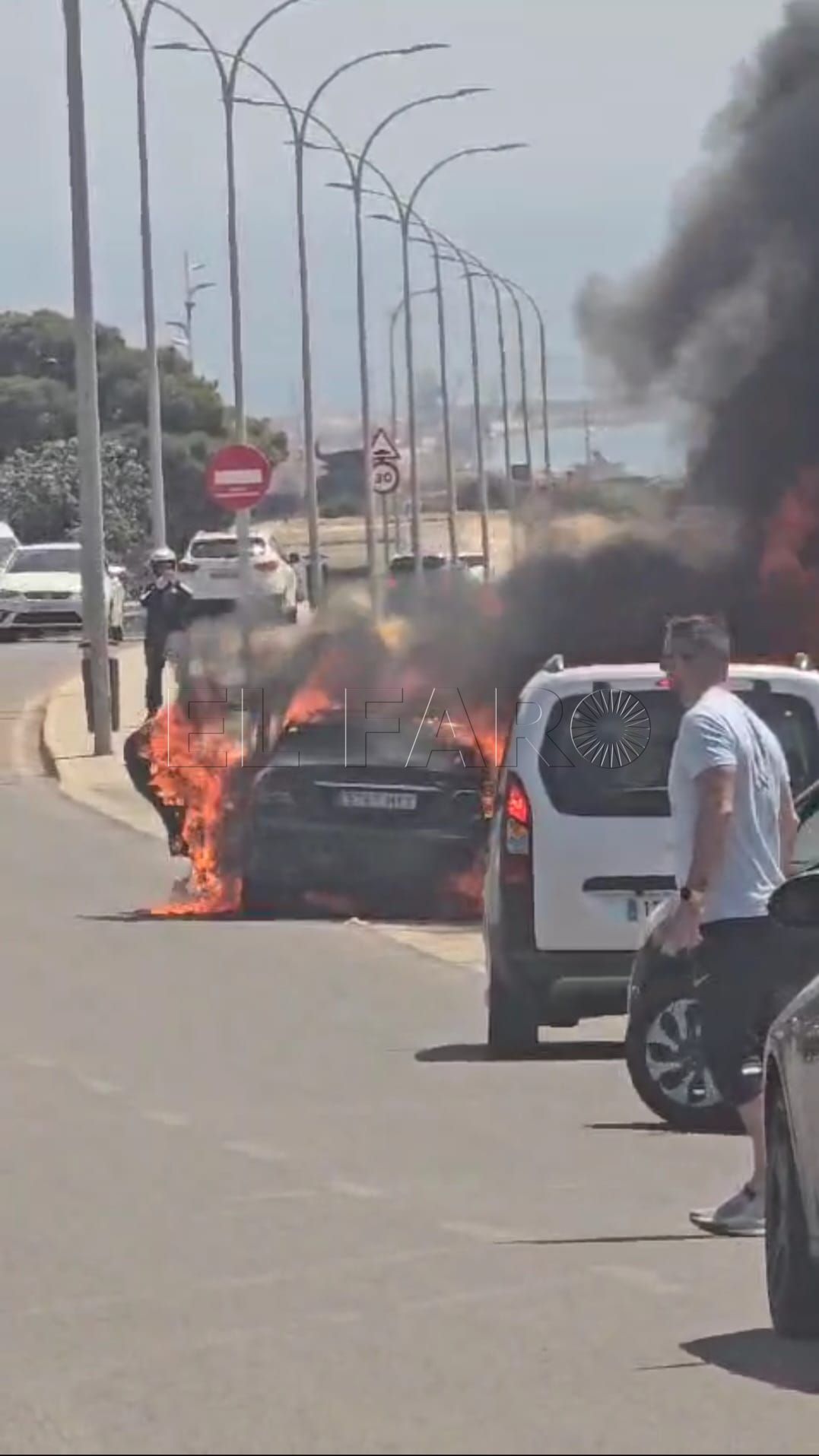 Arde un vehículo en los Pinos