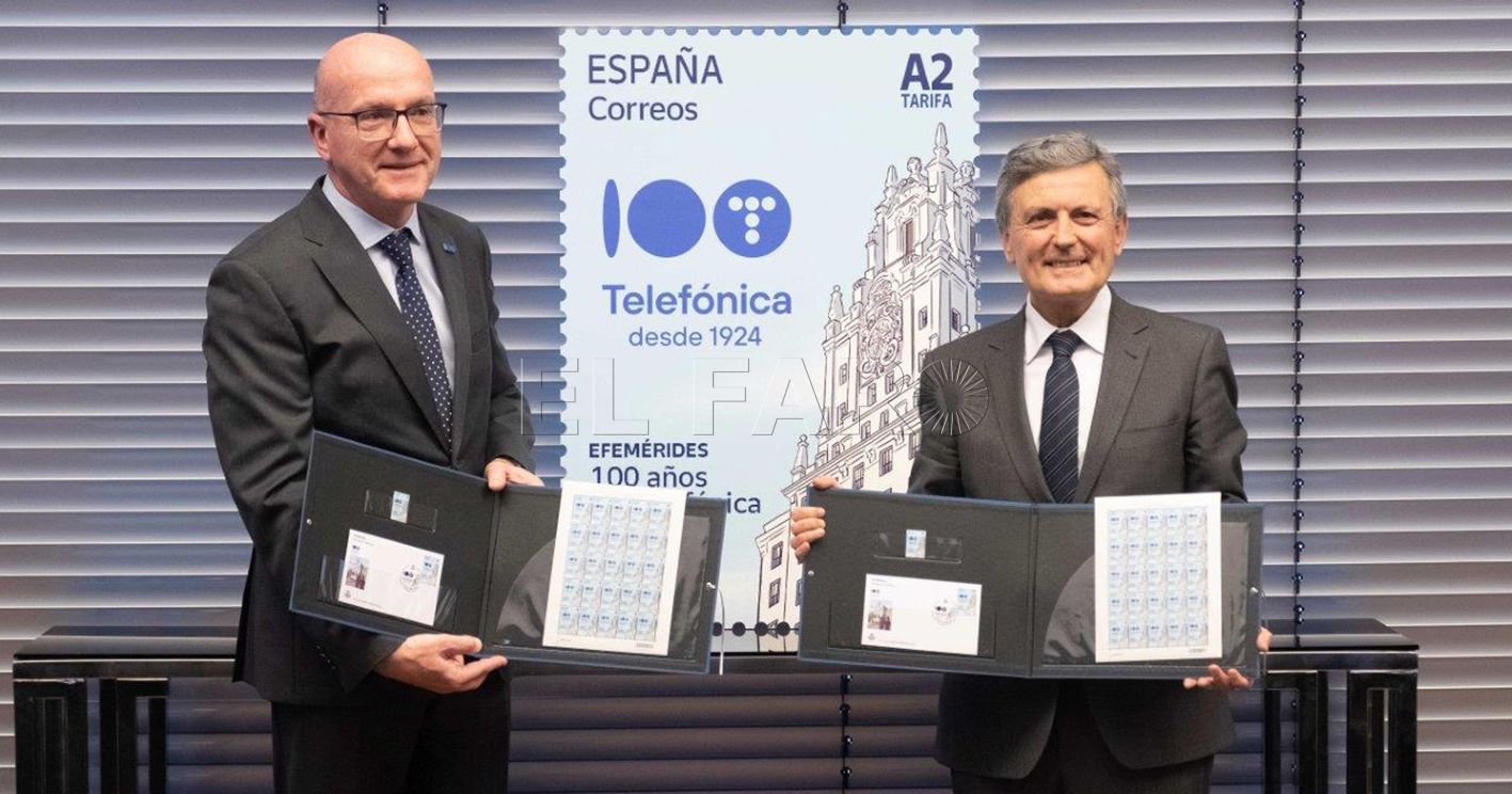 Correos presenta un sello que conmemora el centenario de Telefónica