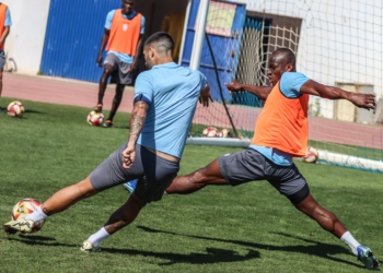 La escuadra azulina se ejercitaba en la matinal de ayer en la que fue la penúltima sesión de entrenamiento de la semana.