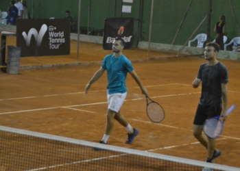 Imagen del último encuentro disputado en la jornada de ayer martes, correspondiente al cuadro de dobles y en el que se impuso la pareja formada por Gabriel Elicha Navas/Benjamín Winter López.