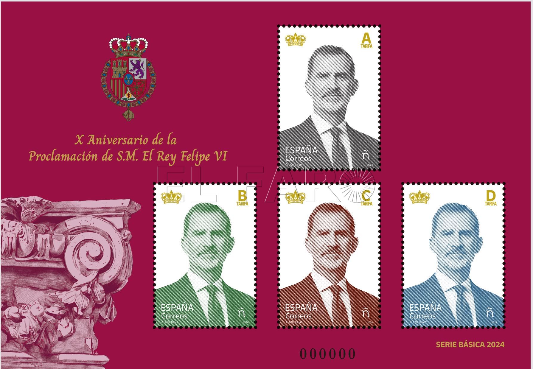 Sello conmemorativo del X Aniversario del reinado de Felipe VI
