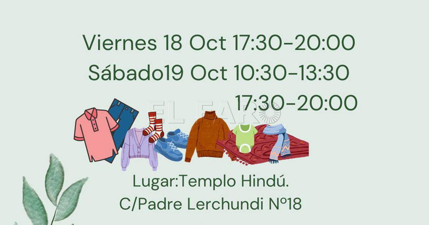 La Comunidad Hindú y la Asociación de Amas de Casa recogerán ropa los días 18 y 19 de octubre