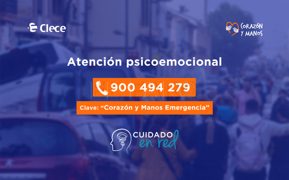 Clece pone a disposición de los afectados por la DANA un teléfono de asistencia psicoemocional