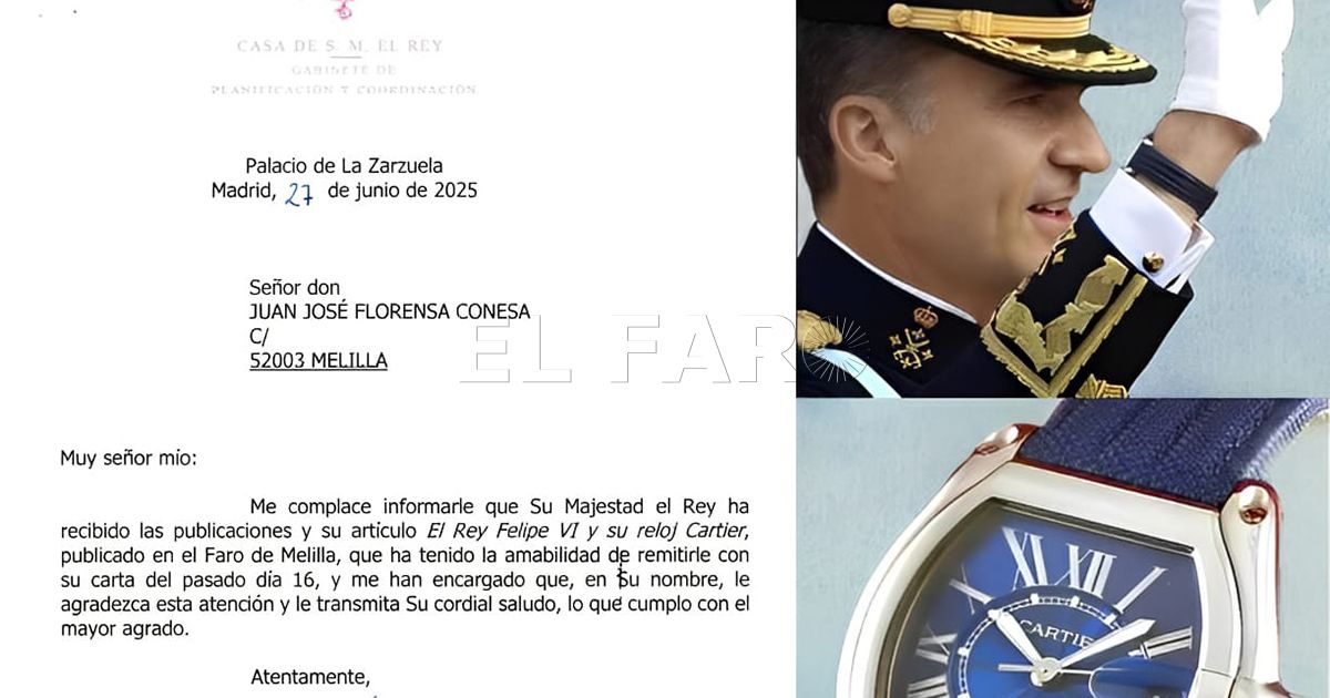 Carta de agradecimiento de la Casa de S.M. El Rey por el reportaje del reloj Cartier de Felipe VI