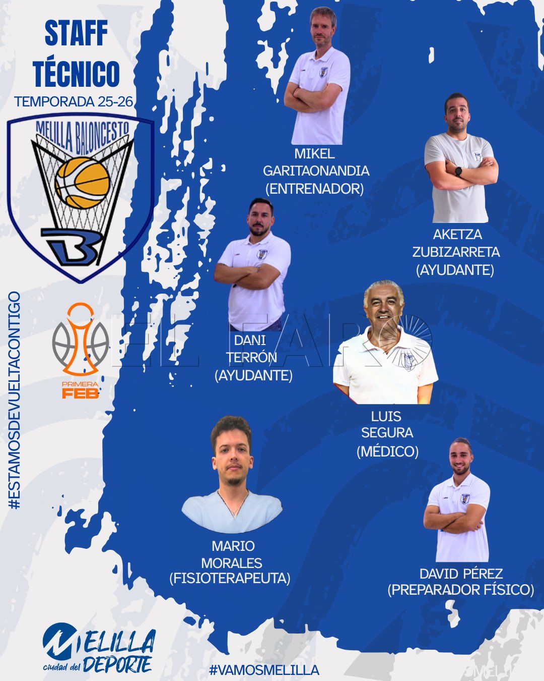 El Melilla Baloncesto define su cuerpo técnico para su debut en Primera FEB