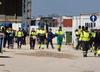 Parte de la plantilla trabajando en los proyectos eólicos. Foto:Antonio Vázquez/ La Voz de Cádiz