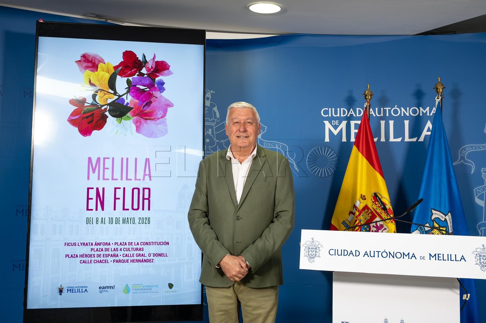 El consejero de Medio Ambiente, Daniel Ventura en la presentación de Melilla en Flor.