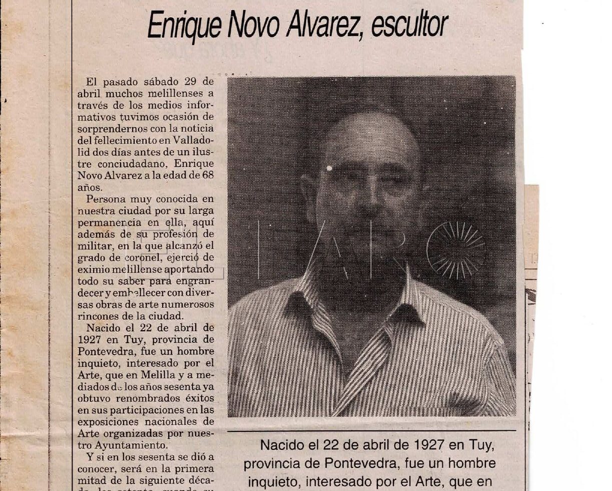 Recorte de periódico en memoria de Enrique Novo (cedida)