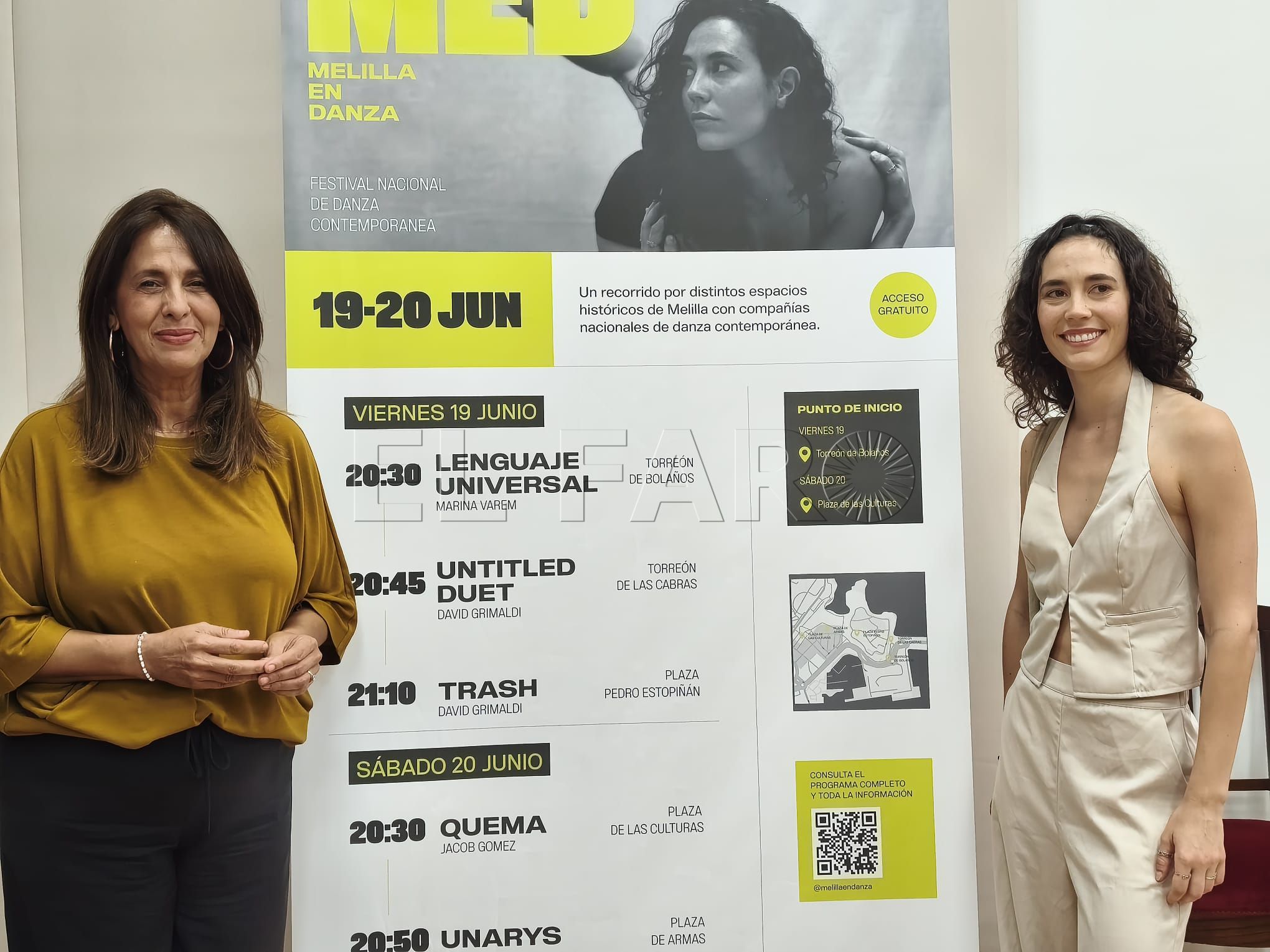 Fadela Mohatar y Marina Varem durante la presentación del I Festival Internacional de Danza Contemporánea en Melilla. -AGC-