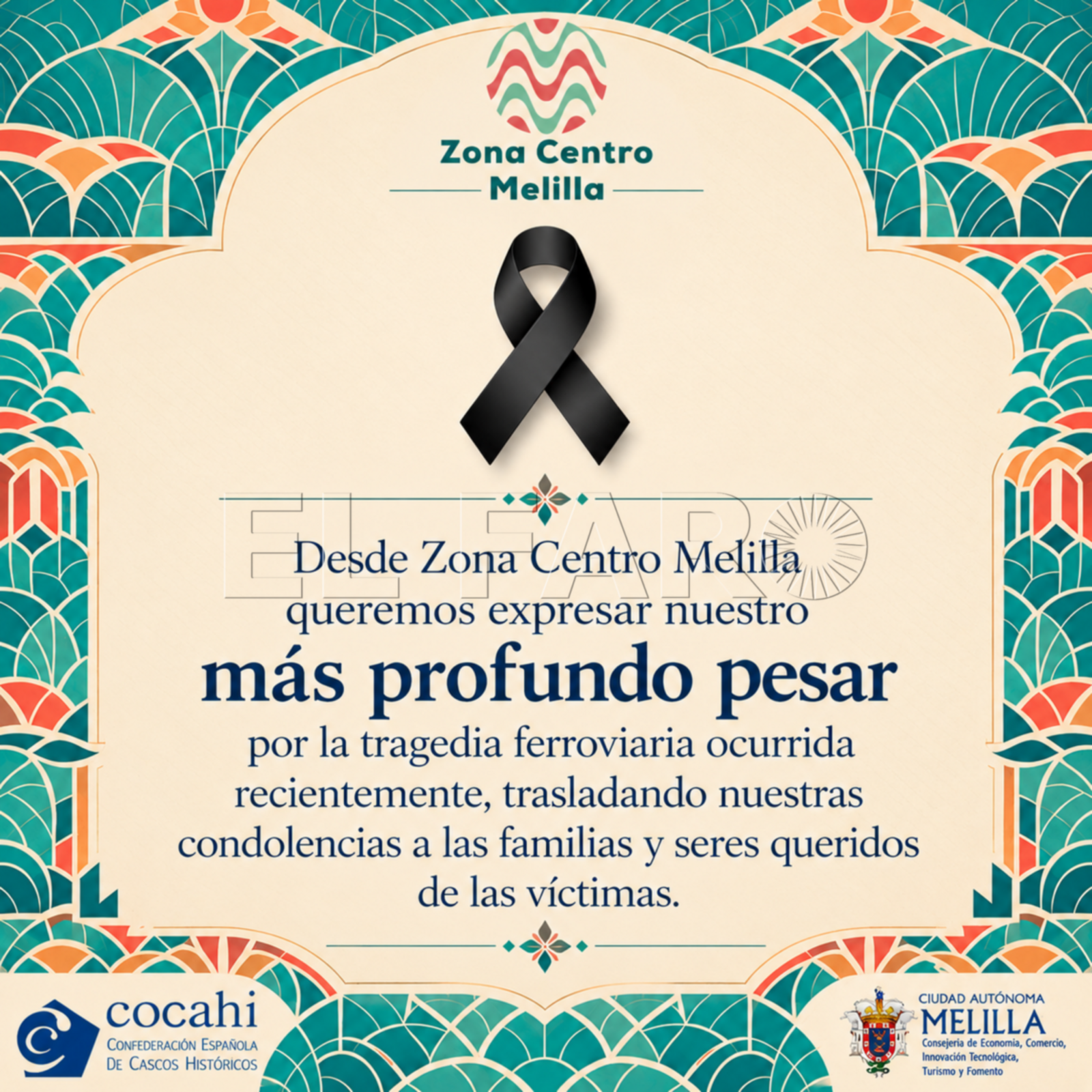 Zona Centro expresa sus condolencias por la tragedia ferroviaria y cancela las actividades de Halloween